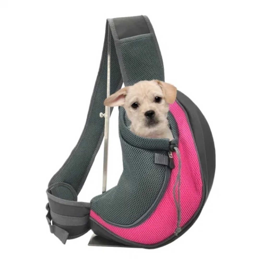 Small Pet Sling Carrier for Dogs - Pink and Gray